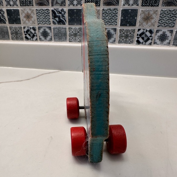 Vintage Fisher Price 1942 wooden cut out elephant #20 pull push toy wheels RARE - Picture 7 of 7